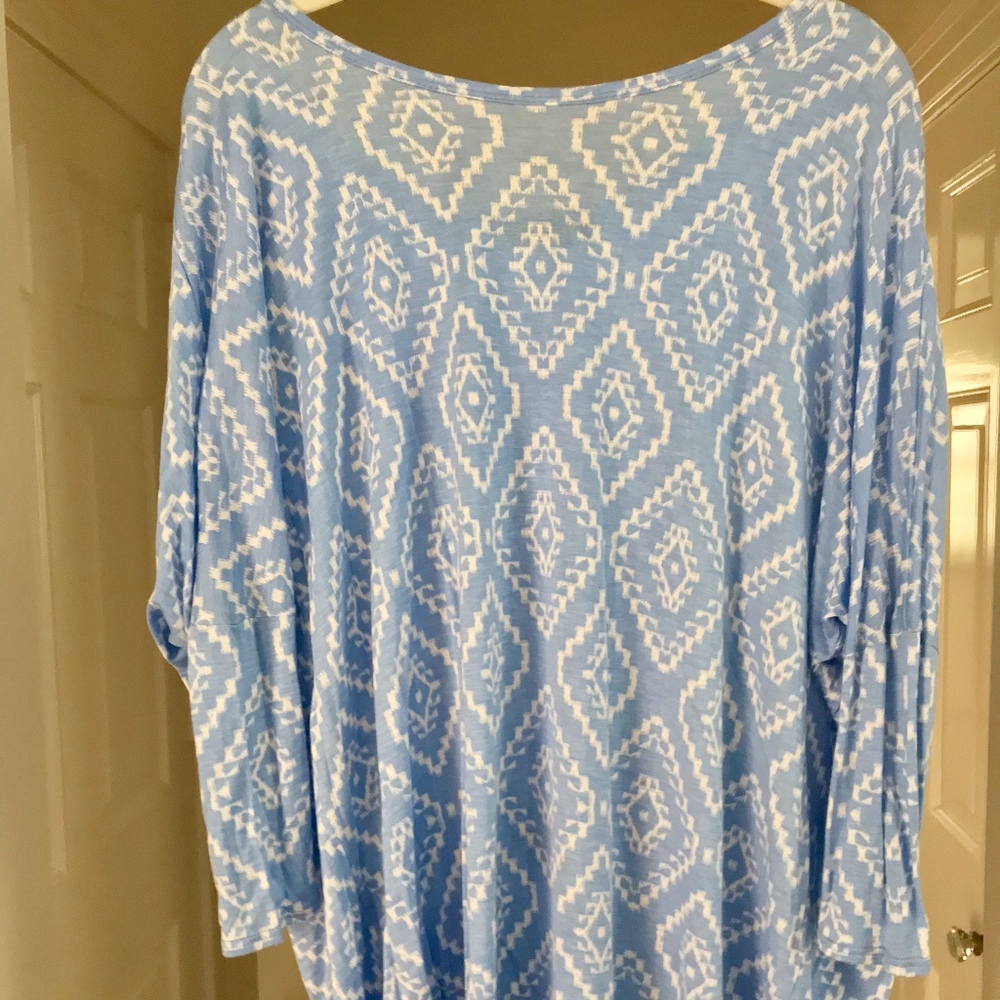 Fab'rik Geometric Blue Patterned Jersey Shirt